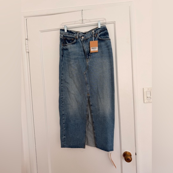 Reformation Nila Long Denim Skirt Ivory - Size 28 - Picture 3 of 7